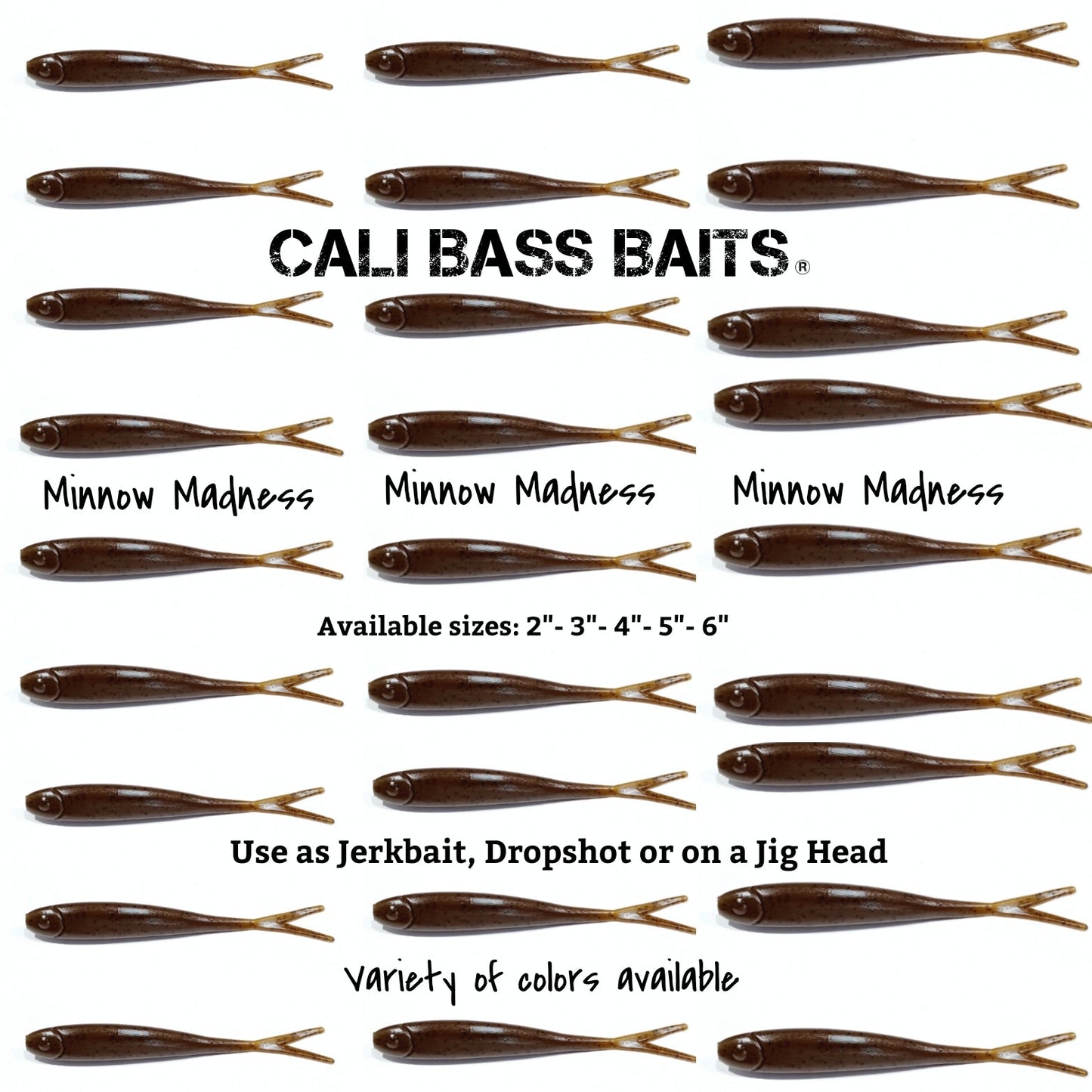 Minnow Madness 5" split tail minnow *Variety of colors available*