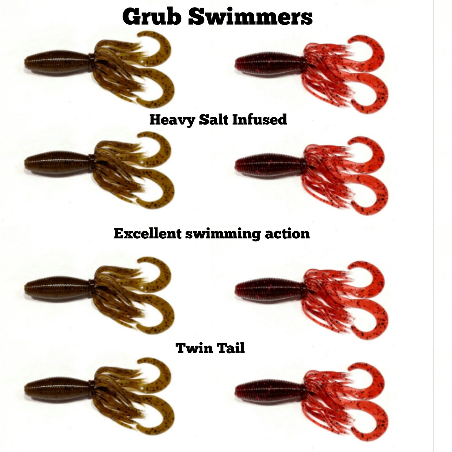 MINI FAT STUMP GRUB SWIMMER (single skirt twin tail) variety of colors available