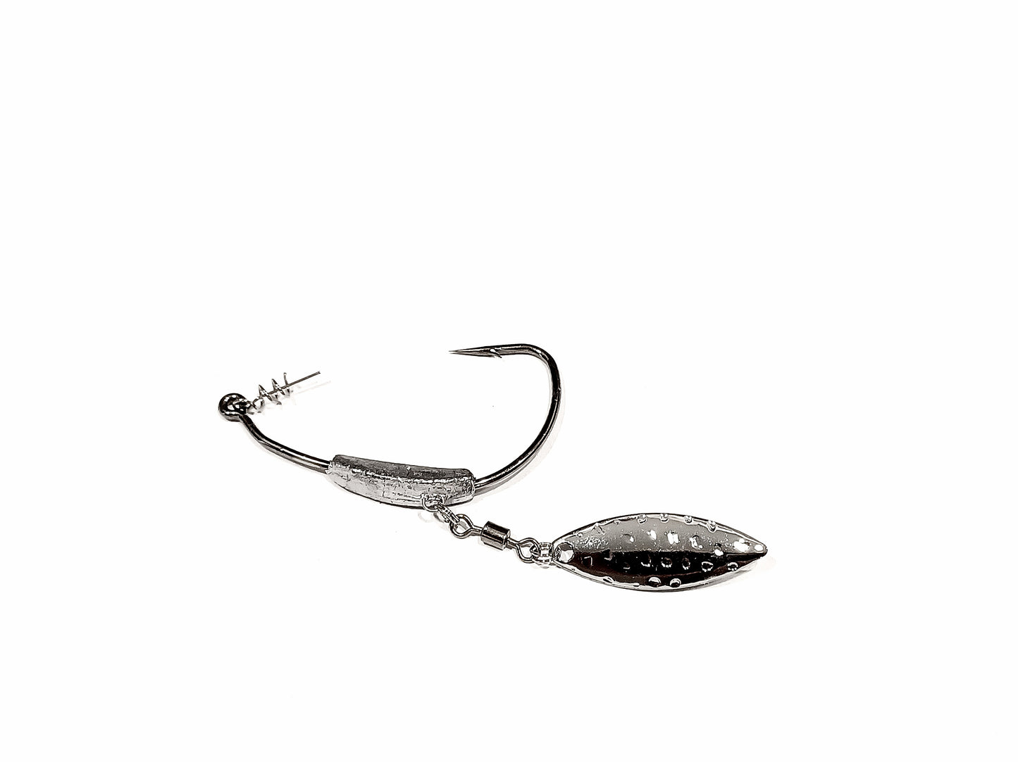 Wide Gap SPIN BLADE weedless heavy gauge weighted hooks with spring lock bait keeper (Bass Fishing -Swimbaits-Creature Baits-Grubs)