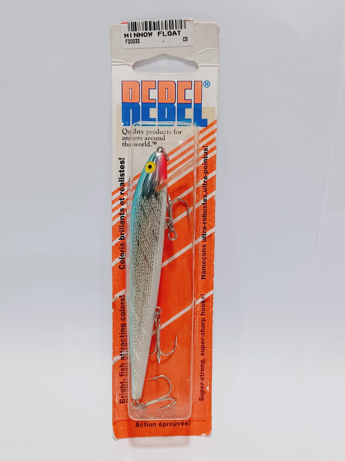 Vintage Rebel minnow floating lure 4.5" F2003s Blue Silver