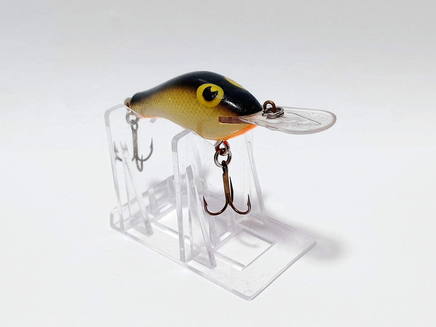 Vintage POES diving crankbait, orange yellow black