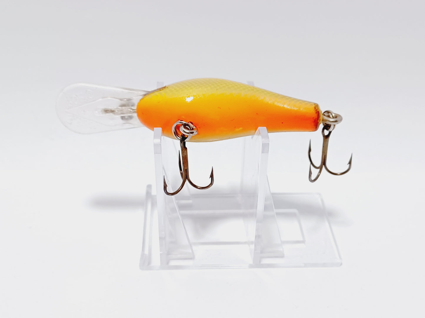 Vintage POES diving crankbait, orange yellow black