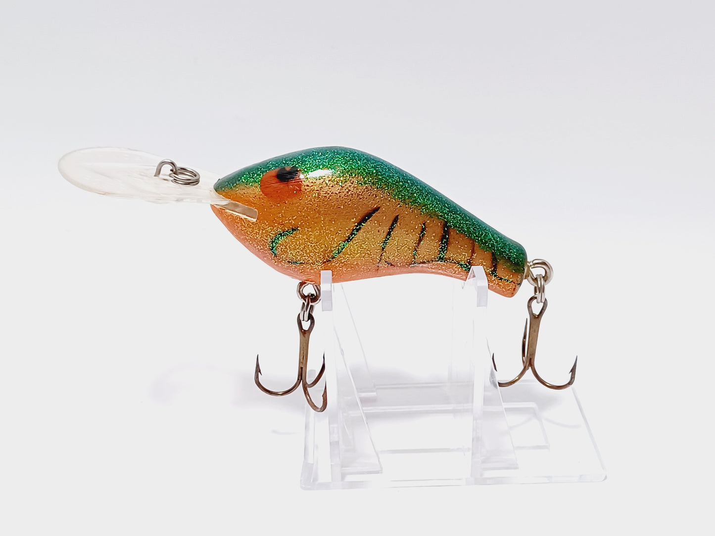 Vintage POES diving crankbait, orange yellow green