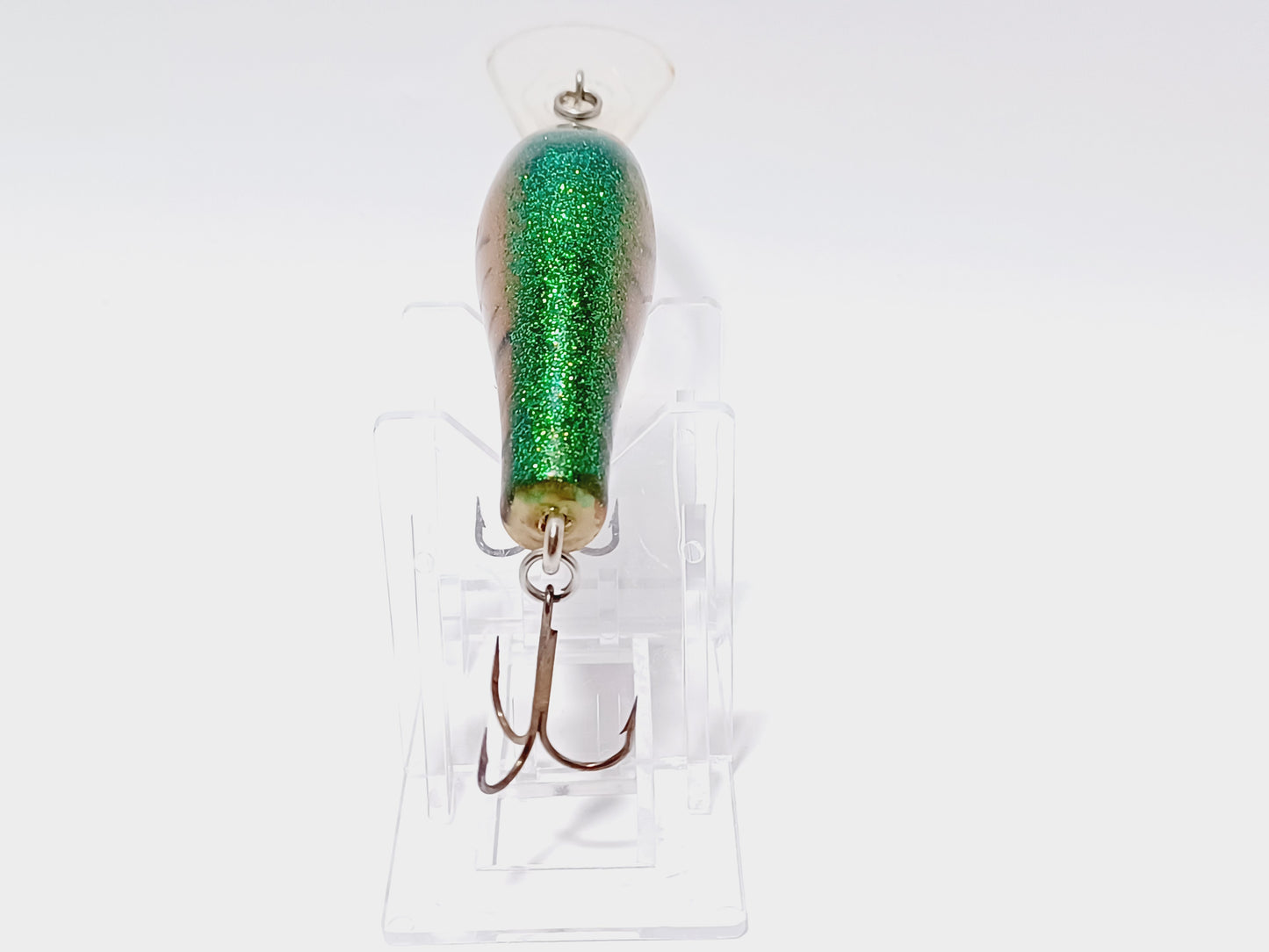 Vintage POES diving crankbait, orange yellow green