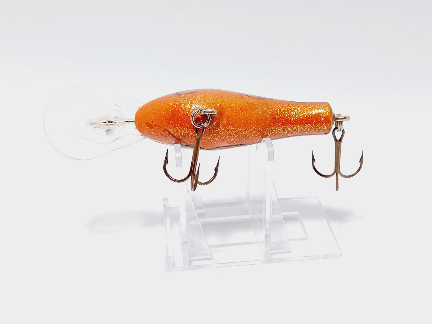 Vintage POES diving crankbait, orange yellow green