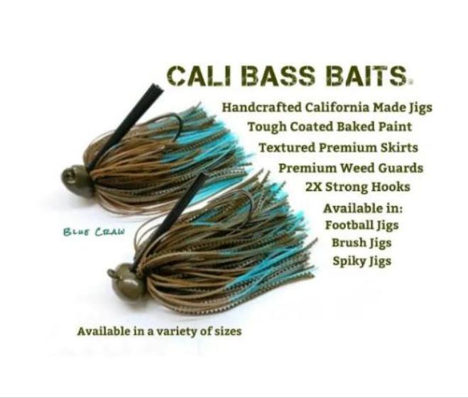 Custom CALI JIGS in blue craw (Football or Brush Jig) – Cali Bass Baits