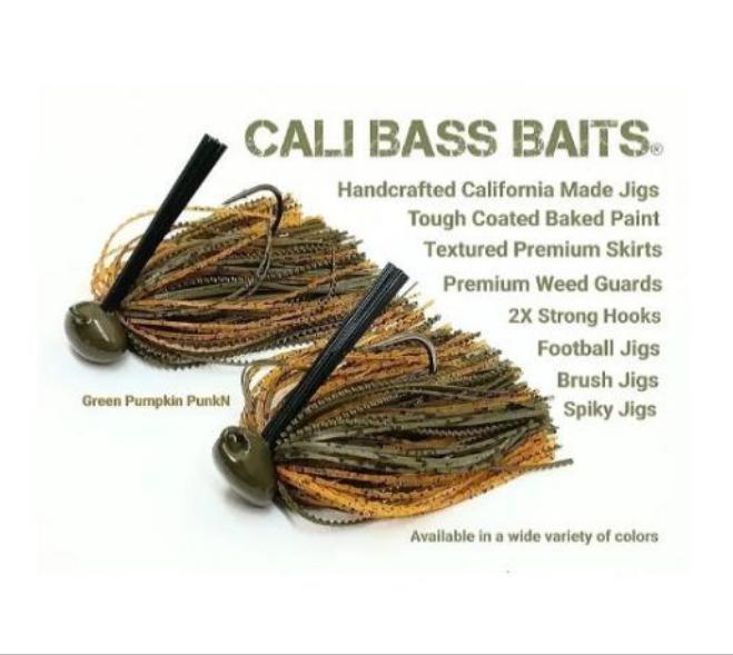Custom CALI JIGS in green pumpkin & pumpkin (Football or Brush Jig) – Cali  Bass Baits