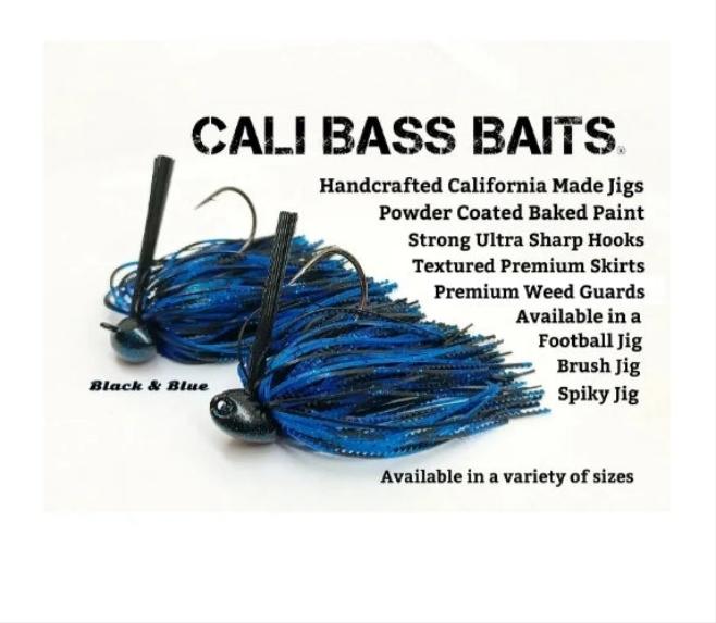 CALI JIGS in black blue craw (Football or Brush Jig)