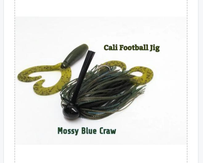 CALI JIGS in mossy blue craw (1/2oz Football Jig)