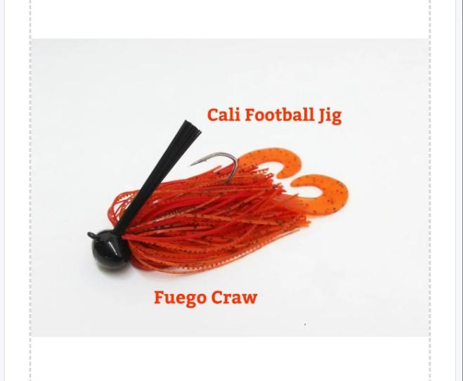 CALI JIG in fuego craw-(Football or Brush Jig)