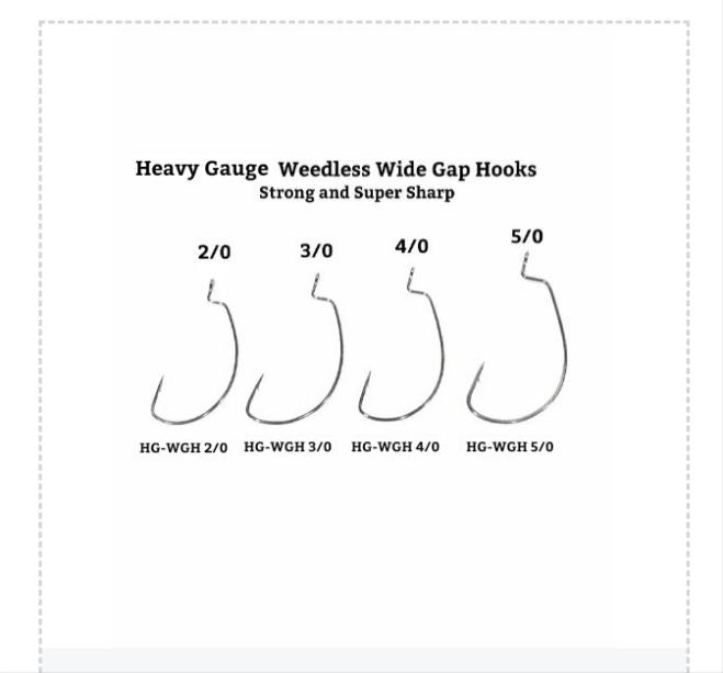 Heavy Gauge Wide Gap Weedless Lazer Sharp Hooks (variety of sizes avai –  Cali Bass Baits