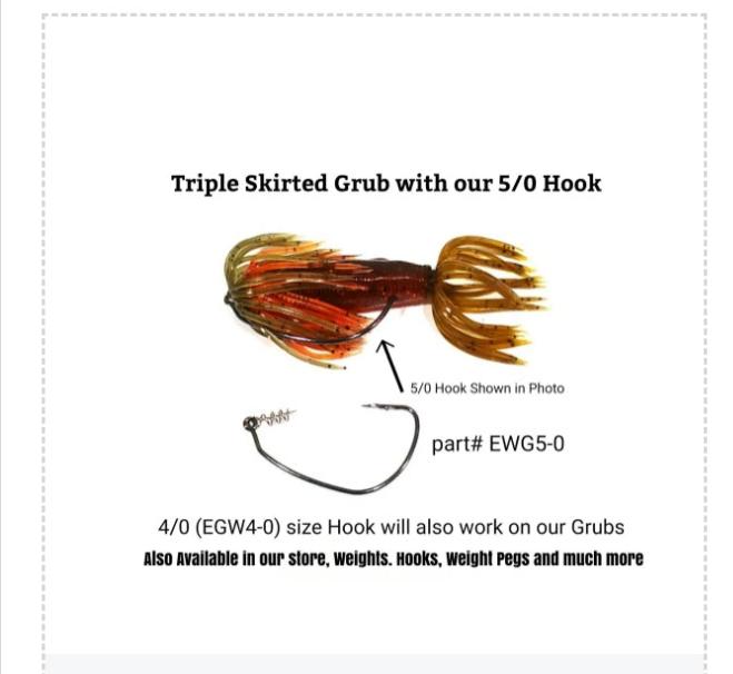 Extra wide gap weedless heavy gauge hook with spring lock bait keeper (Bass Fishing-Swimbaits-Creature Baits-Grubs)