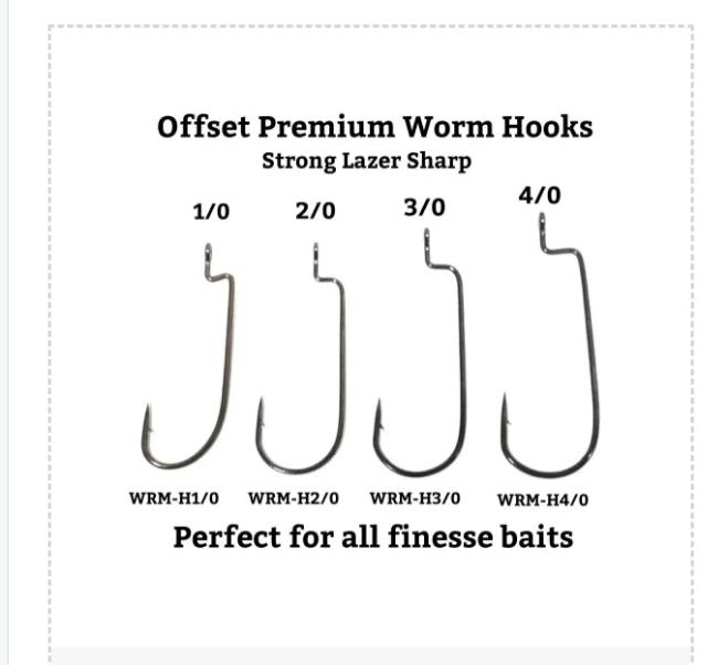 HEAVY GAUGE OFFSET WORM HOOKS Lazer Sharp (Bass Fishing-Swimbaits-Creature Baits-Grubs)