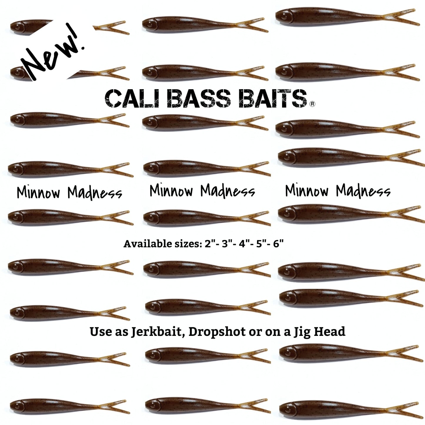 New! Minnow Madness (SIZE 5" inch bait) Great for Dropshot, Jerkbait and Swimbait set ups