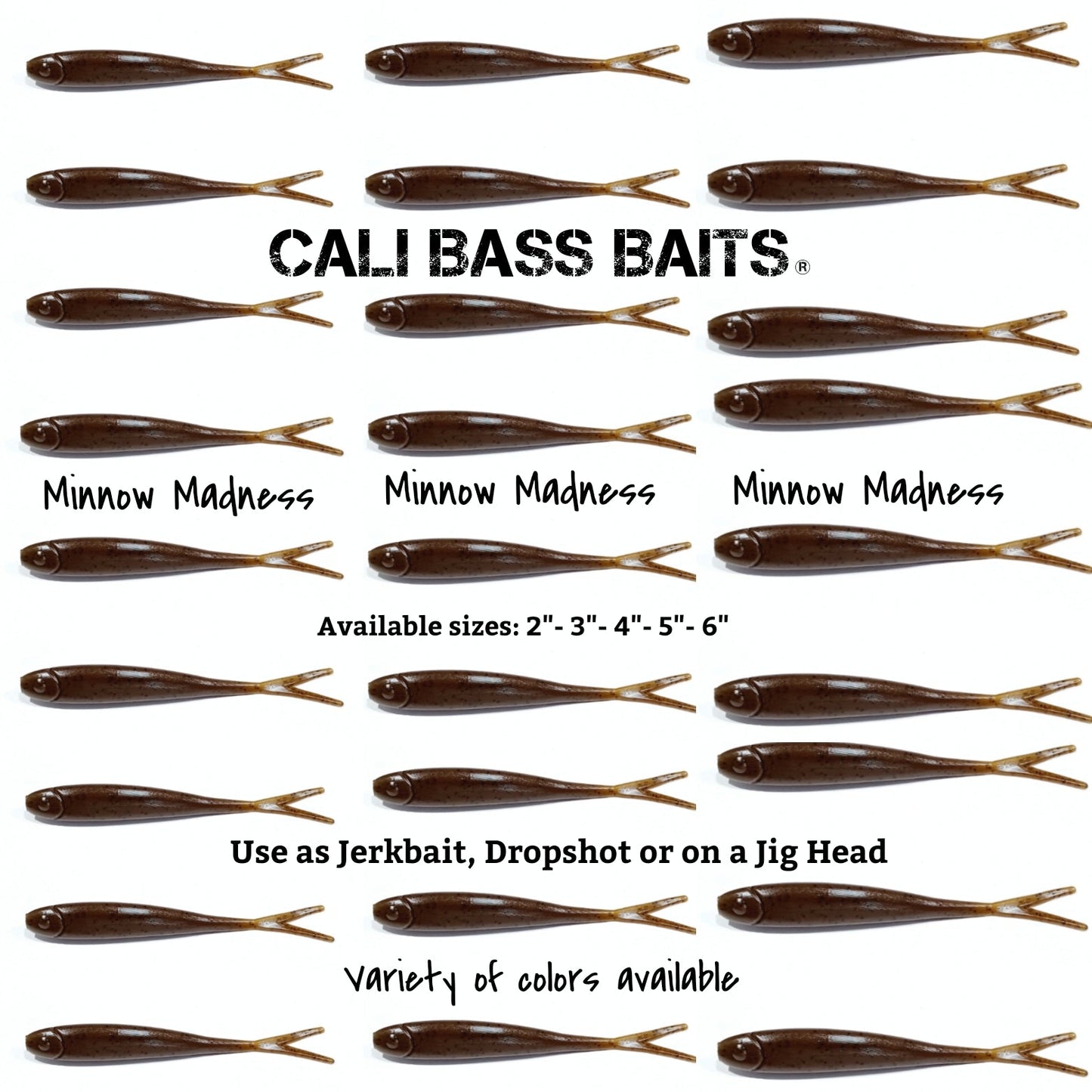 New! Minnow Madness (SIZE 5" inch bait) Great for Dropshot, Jerkbait and Swimbait set ups
