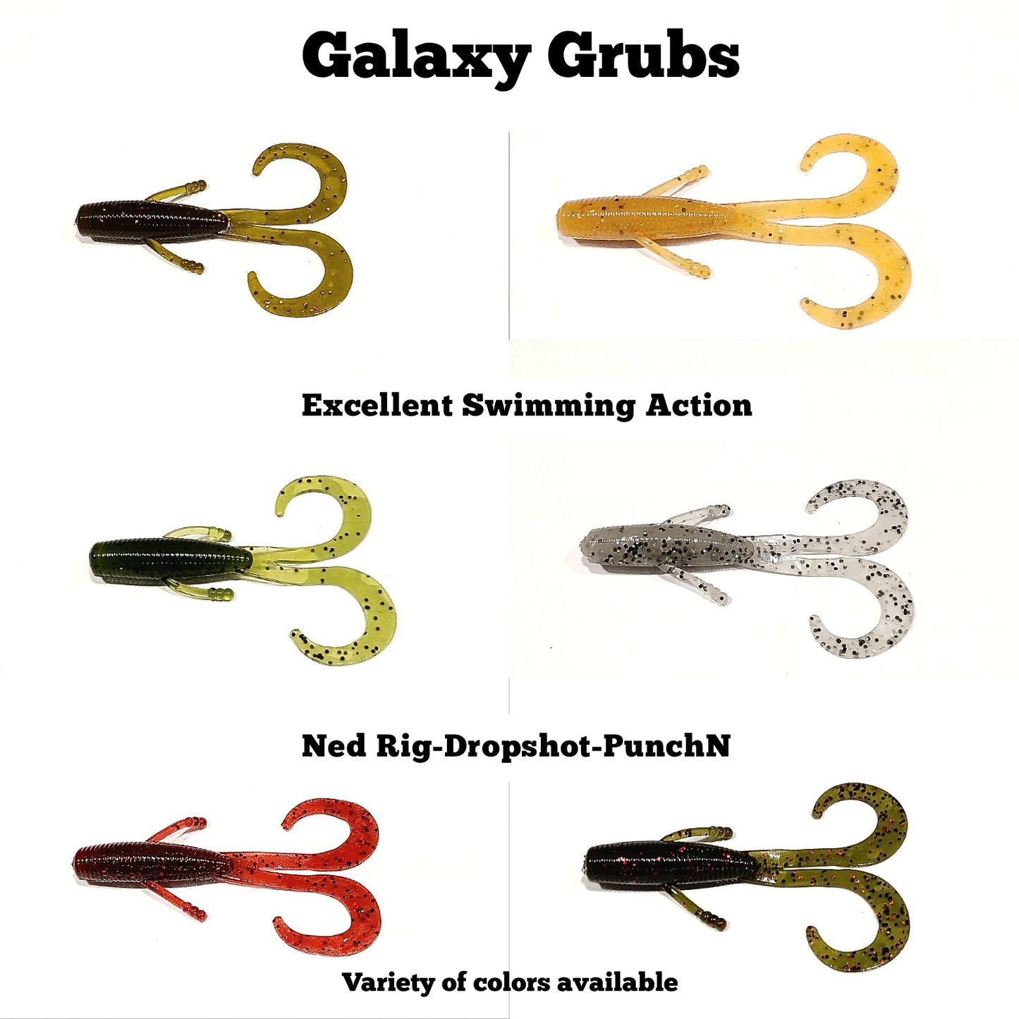 Galaxy Grub (twin tail) variety of colors available – Cali Bass Baits
