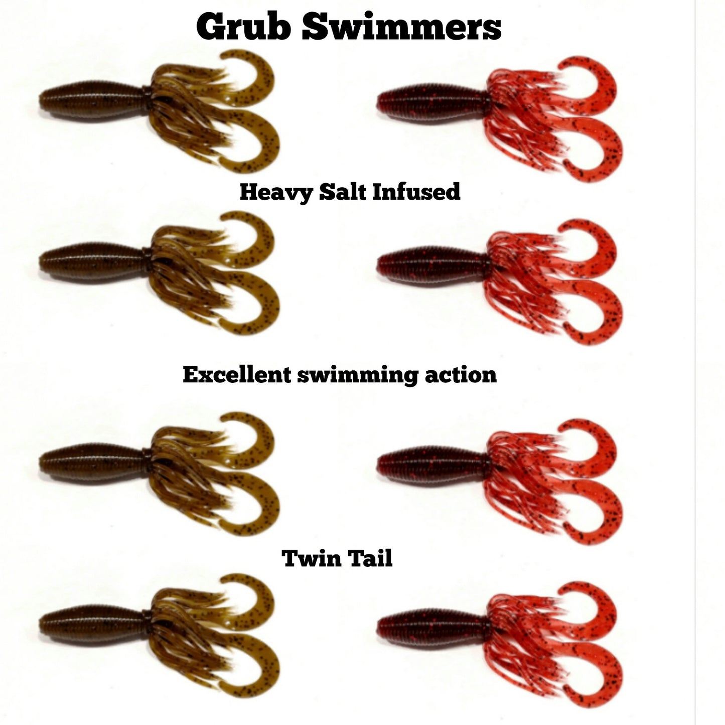 GRUB SWIMMER (single skirt twin tail) variety of colors available