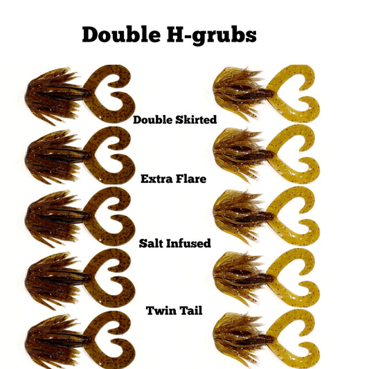 DOUBLE H-GRUB (double skirted twin tail grub)