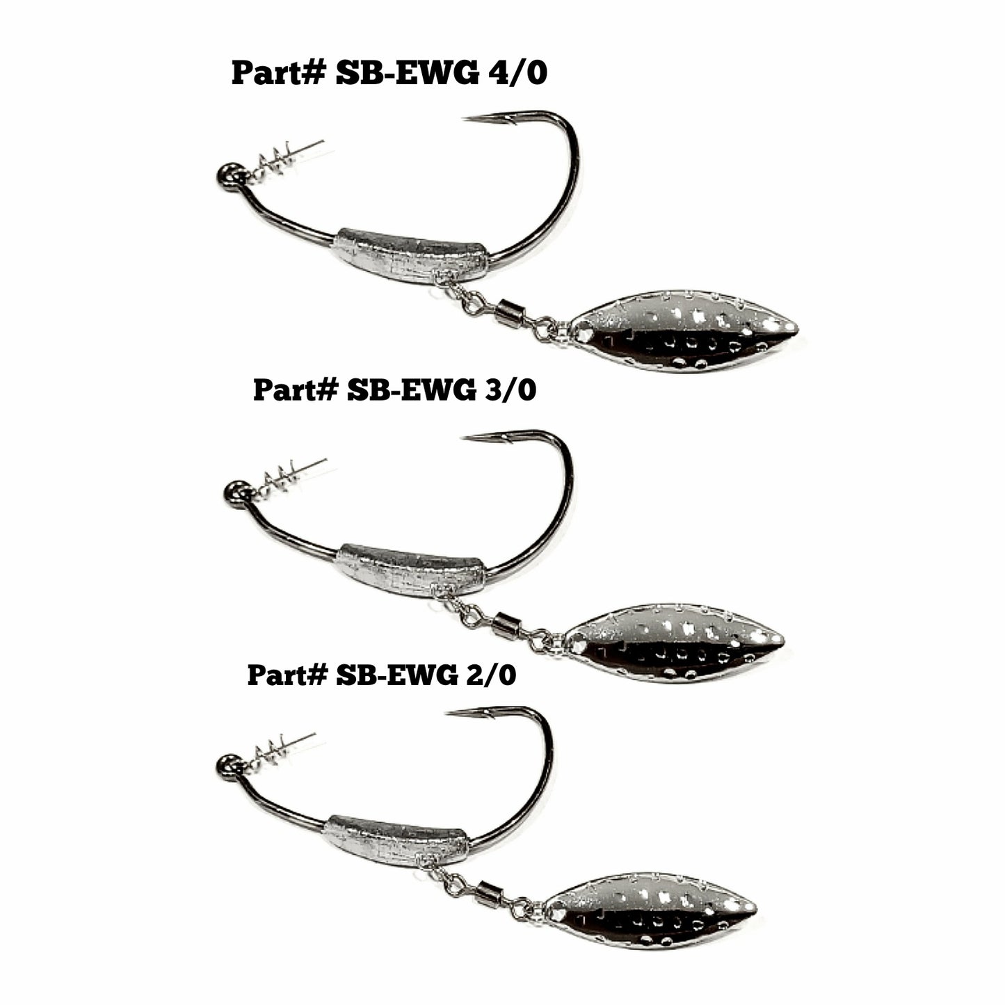 Wide Gap SPIN BLADE weedless heavy gauge weighted hooks with spring lock bait keeper (Bass Fishing -Swimbaits-Creature Baits-Grubs)