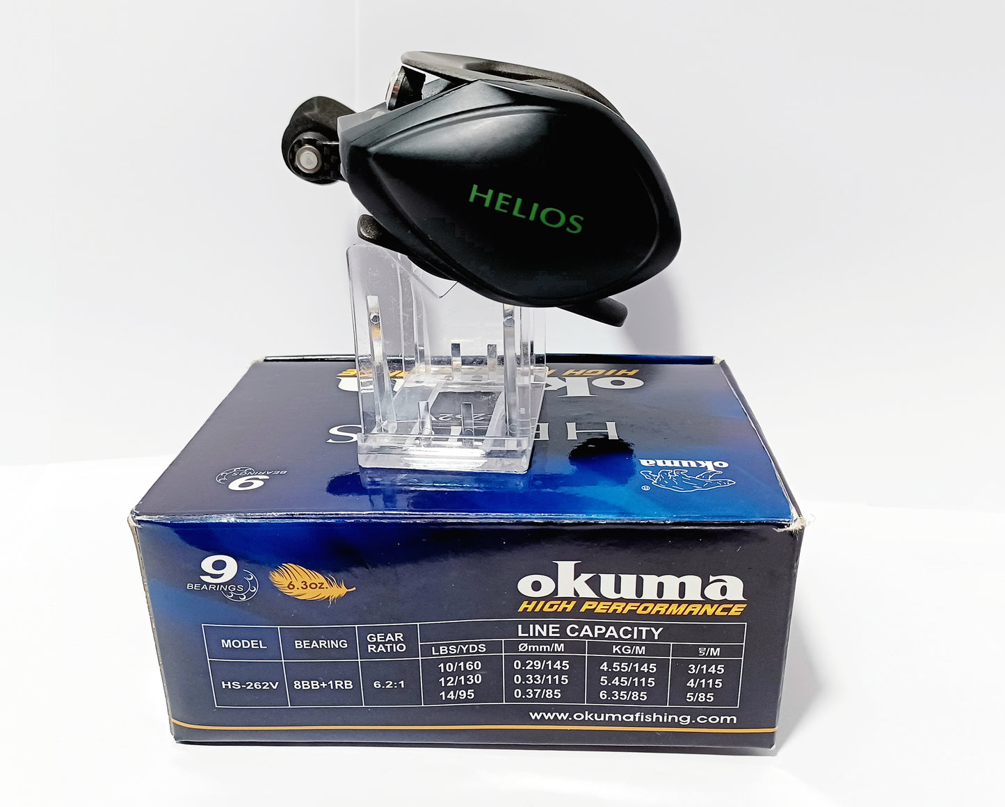 Okuma HELIOS low profile 6.2:1 ratio RH retrieval baitcaster HS-262V