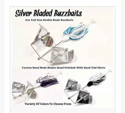 (MID SIZE*NOISY*) Buzz Blaster SILVER blades trailer baits included