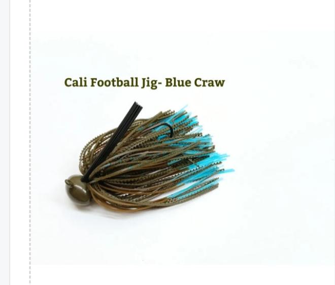 Custom CALI JIGS in blue craw (Football or Brush Jig)