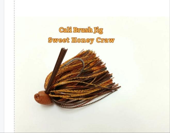 Custom CALI JIGS in sweet honey craw (Football or Brush Jig)