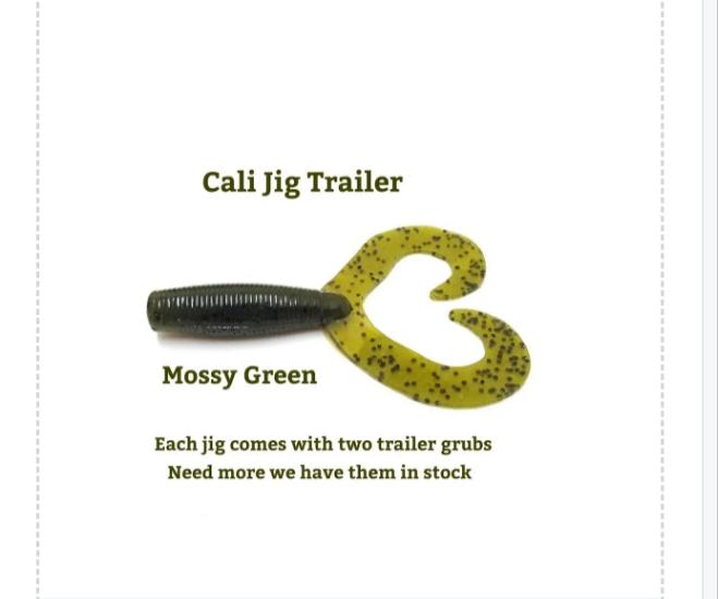 Custom CALI JIGS in mossy blue craw (Football or Brush Jig)