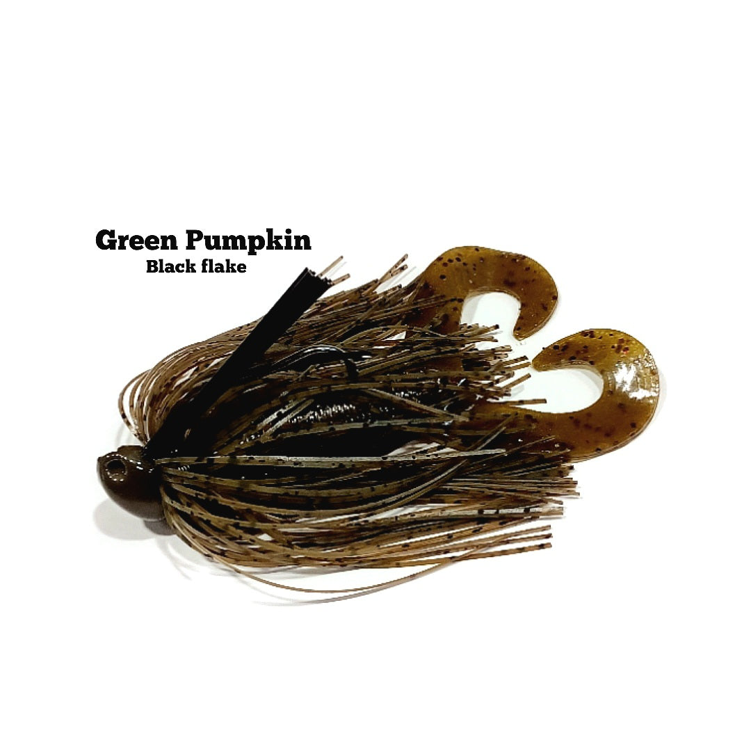 Custom CALI JIGS in green pumpkin craw (Football or Brush Jig)