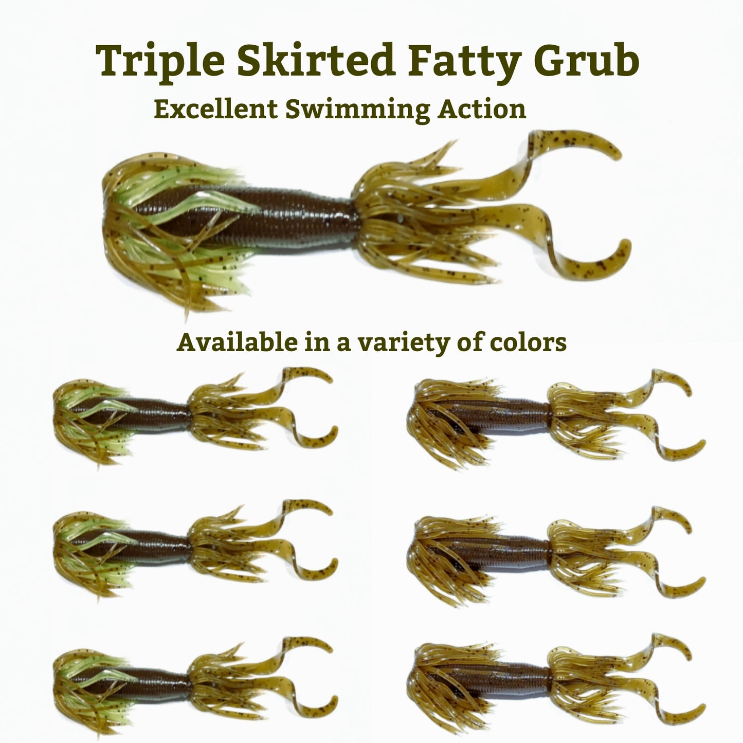FATTY GRUB swimmer (triple skirt twin tail) variety of colors available